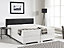 Faux Leather EU King Size Divan Bed White and Black PRESIDENT