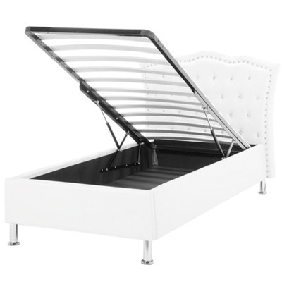 Faux Leather EU Single Size Ottoman Bed White METZ