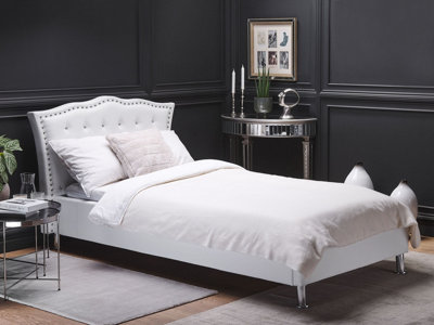 Faux Leather EU Single Size Ottoman Bed White METZ