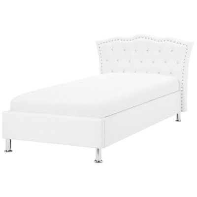 Faux Leather EU Single Size Ottoman Bed White METZ