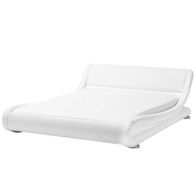 Faux Leather EU Super King Bed White AVIGNON