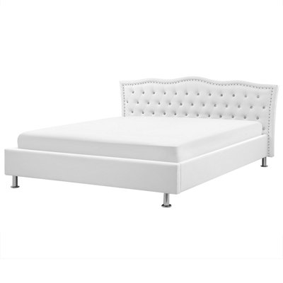 Faux Leather EU Super King Bed White METZ