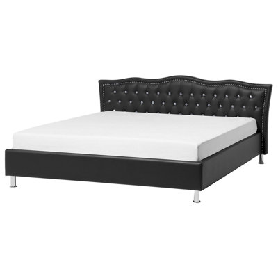 Faux Leather EU Super King Size Bed Black METZ