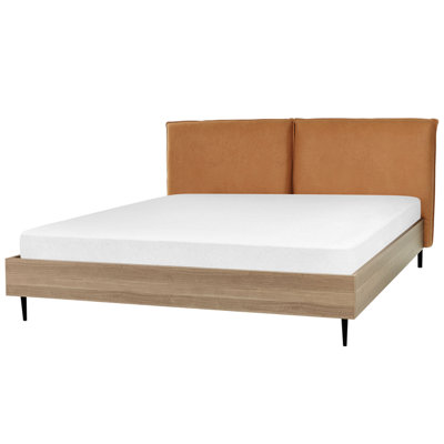 Faux Leather EU Super King Size Bed Golden Brown LIMANTON