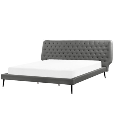 Faux Leather EU Super King Size Bed Grey ESSONNE