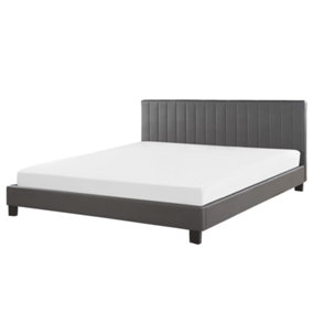 Faux Leather EU Super King Size Bed Grey POITIERS