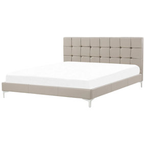 Faux Leather EU Super King Size Bed Taupe AMBERT