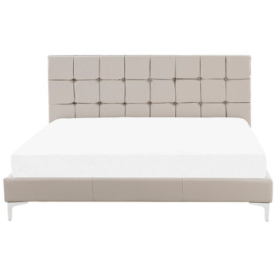 Faux Leather EU Super King Size Bed Taupe AMBERT