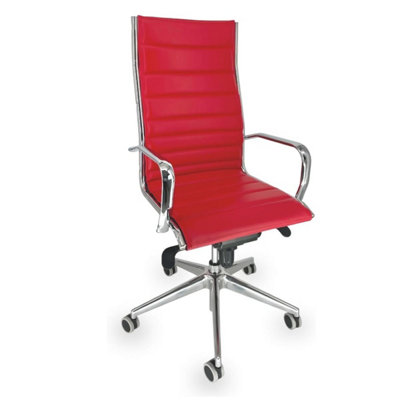 Faux Leather Executive Office Chair with Chromed Steel Armrests and Rubber Castors, 70 x 70 x 120 cm, OFF LINE model VISTA