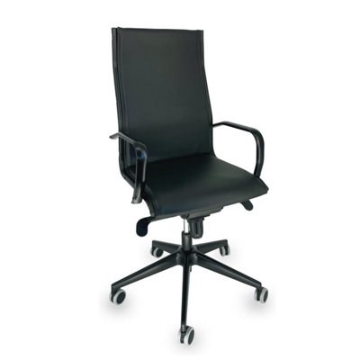 Faux Leather Executive Office Chair with Painted Steel Armrests and Rubberized Casters, 70 x 70 x 120 cm, OFF LINE model VISTA