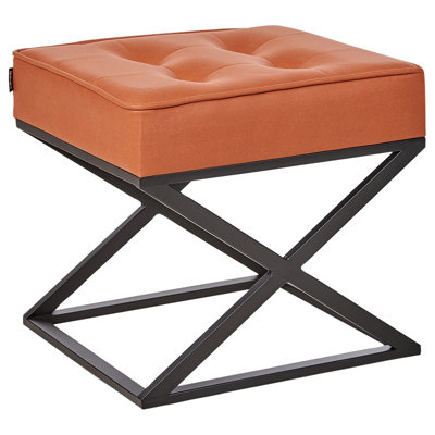 Faux Leather Footstool Orange MURDO
