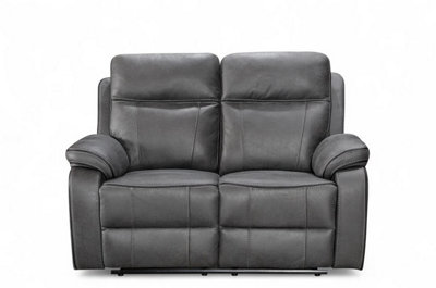 Faux Leather Grey 2 Seater Manual Recliner Sofa