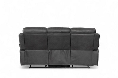 Faux Leather Grey 3 Seater Manual Recliner Sofa