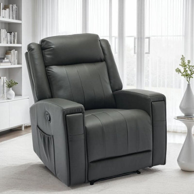 Faux Leather Grey Foggia Manual Recliner Chair