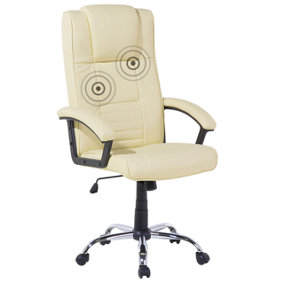 Faux Leather Heated Massage Chair Beige COMFORT II