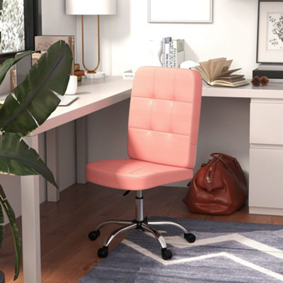 Faux Leather Home Office Chair with Adjustable Height, Pink