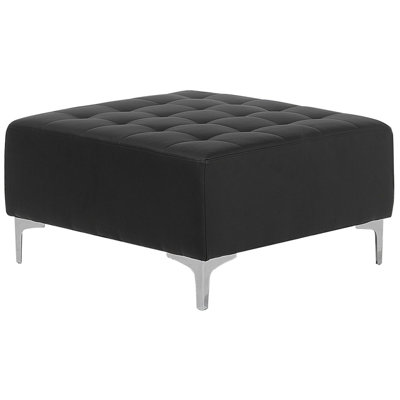 Faux Leather Ottoman Black ABERDEEN