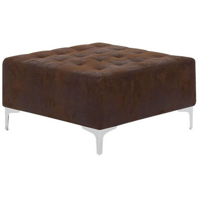 Faux Leather Ottoman Brown ABERDEEN