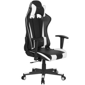Faux Leather Reclining Office Chair Black with White GAMER