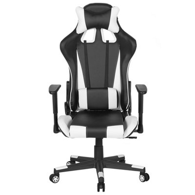 Faux Leather Reclining Office Chair Black with White GAMER