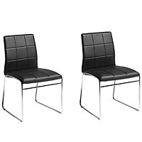 Faux Leather Set of 2 Dining Chairs Black KIRON