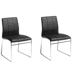 Faux Leather Set of 2 Dining Chairs Black KIRON