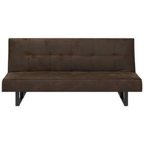 Faux Leather Sofa Bed Brown DERBY Small