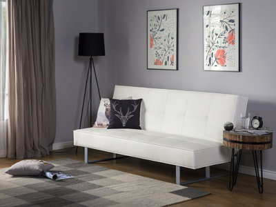 Faux Leather Sofa Bed White DERBY