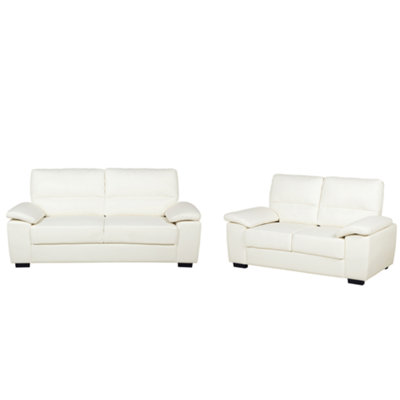 Faux Leather Sofa Set Cream VOGAR