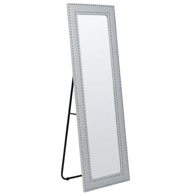 Faux Leather Standing Mirror 50 x 150 cm Light Grey LOCRONAN