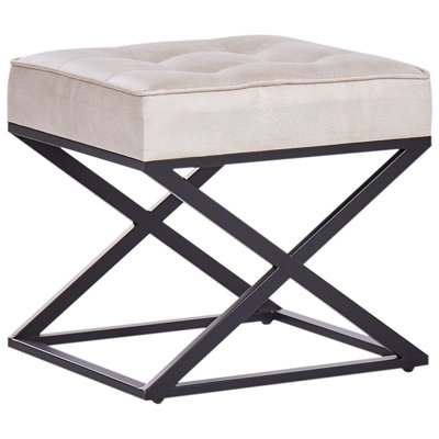 Faux Leather Stool Beige MURDO