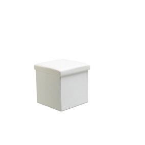 Faux Leather Storage Ottoman Storage Box With Lid Foldable - 38x38x38cm Square
