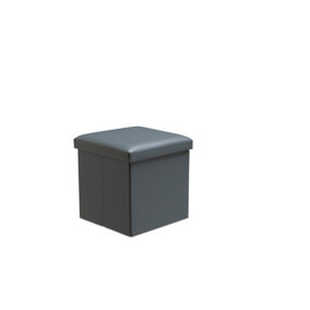 Faux Leather Storage Ottoman Storage Box With Lid Foldable - 38x38x38cm Square
