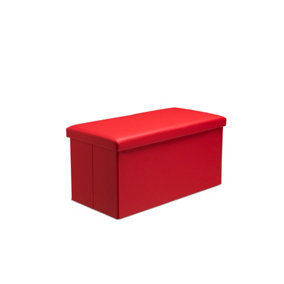 Faux Leather Storage Ottoman Storage Box With Lid Foldable - 76x38x38cm Rectangle