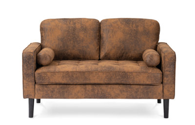 Faux Leather Suede Brown 2 Seater Brindisi Sofa
