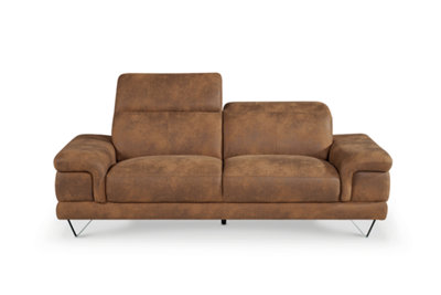 Faux Leather Suede Brown 2 Seater Sofa CHICAGO