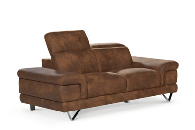 Faux Leather Suede Brown 2 Seater Sofa CHICAGO