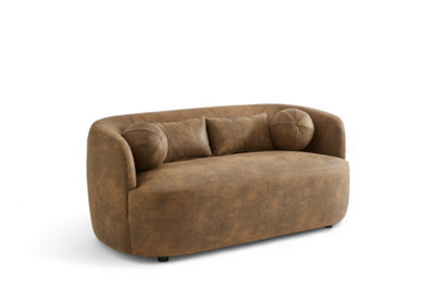 Faux Leather Suede Brown 2 Seater Sofa