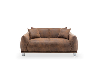 Faux Leather Suede Brown 2 Seater Sofa