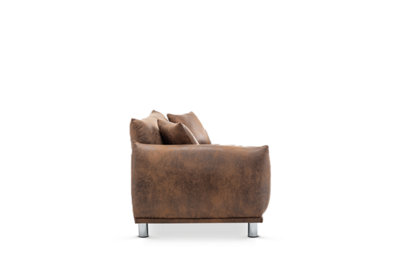 Faux Leather Suede Brown 2 Seater Sofa