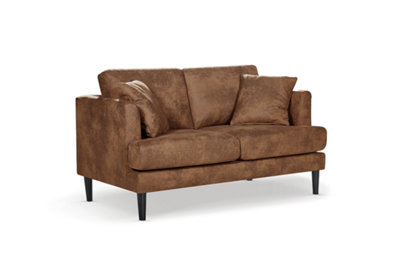 Faux Leather Suede Brown 2 Seater Sofa