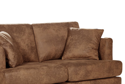 Faux Leather Suede Brown 2 Seater Sofa