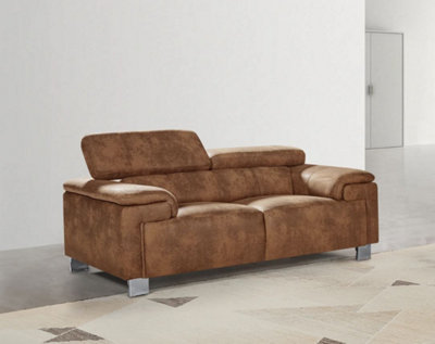 Faux Leather Suede Brown 2 Seater Sofa