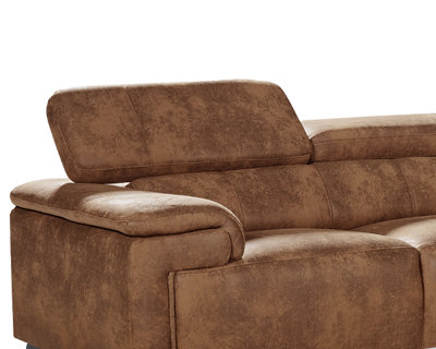 Faux Leather Suede Brown 2 Seater Sofa
