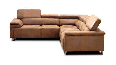 Faux Leather Suede Brown 2C2 Corner Sofa