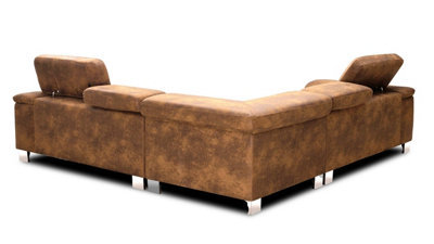 Faux Leather Suede Brown 2C2 Corner Sofa