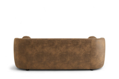 Faux Leather Suede Brown 3 Seater Sofa