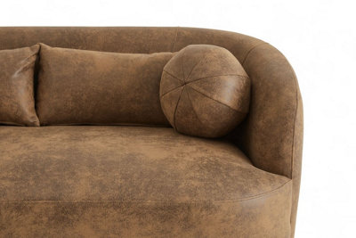 Faux Leather Suede Brown 3 Seater Sofa