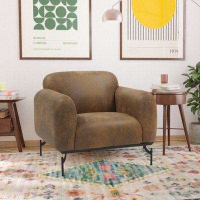 Faux Leather Suede Brown Aria Accent Chair