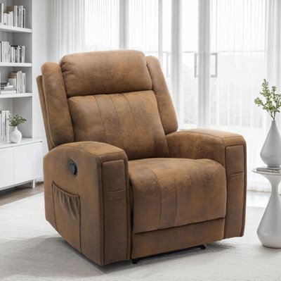 Faux Leather Suede Brown Foggia Manual Recliner Chair